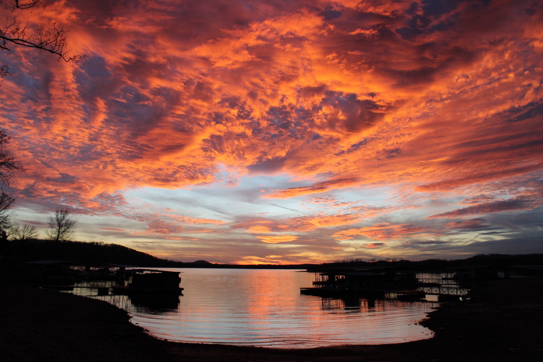 Table Rock Lake at sunset in the Missouri Ozarks